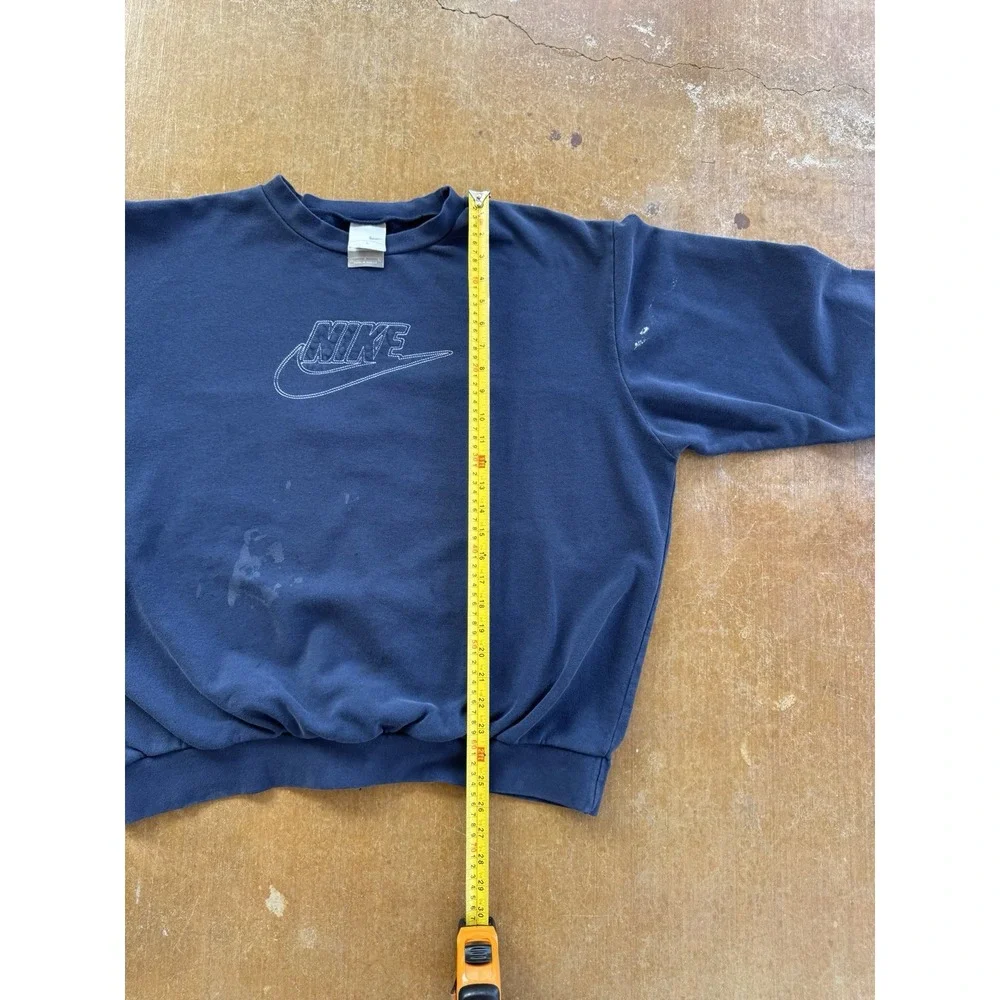 Nike 2000s Faded Painters Crewneck Sweater Big Swoosh Embroidered Y2K (L)